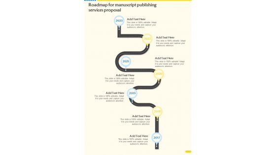 Roadmap For Manuscript Publishing Services Proposal One Pager Sample Example Document