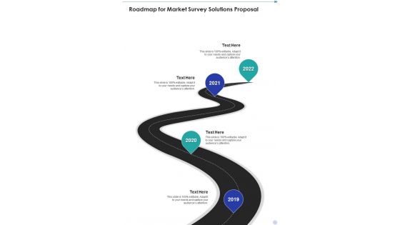 Roadmap For Market Survey Solutions Proposal One Pager Sample Example Document