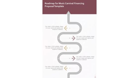 Roadmap For Music Carnival Financing Proposal Template One Pager Sample Example Document