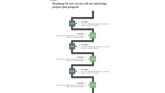 Roadmap For New Service Roll Out And Design Project Plan Proposal One Pager Sample Example Document