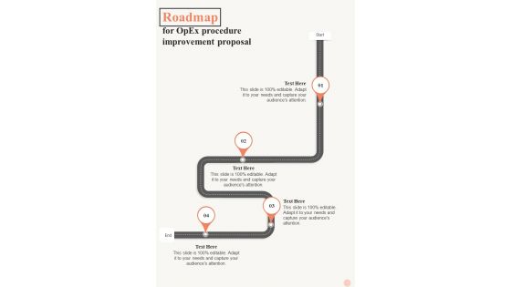 Roadmap For Opex Procedure Improvement Proposal One Pager Sample Example Document