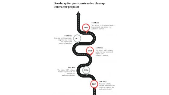 Roadmap For Post Construction Cleanup Contractor Proposal One Pager Sample Example Document