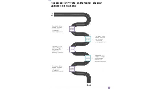 Roadmap For Private On Demand Telecast Sponsorship Proposal One Pager Sample Example Document Roadmap For Private On Demand Telecast Sponsorship Proposal One Pager Sample Example Document