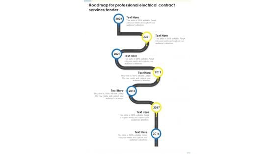 Roadmap For Professional Electrical Contract Services Tender One Pager Sample Example Document