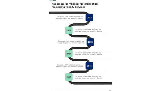 Roadmap For Proposal For Information Processing Facility Services One Pager Sample Example Document