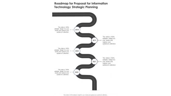 Roadmap For Proposal For Information Technology Strategic Planning One Pager Sample Example Document