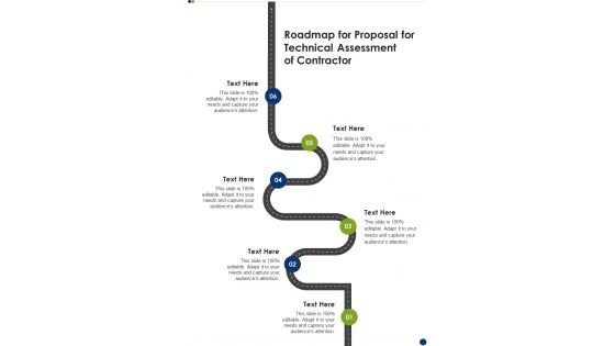 Roadmap For Proposal For Technical Assessment Of Contractor One Pager Sample Example Document