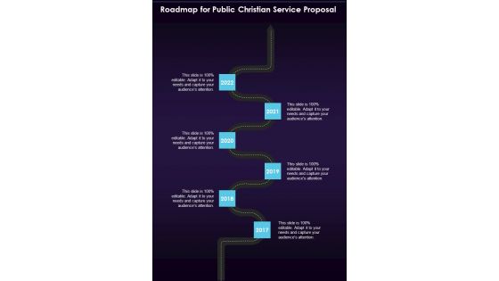 Roadmap For Public Christian Service Proposal One Pager Sample Example Document