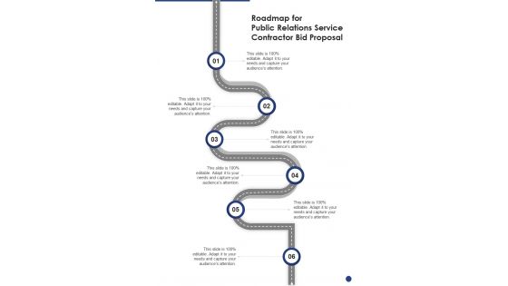 Roadmap For Public Relations Service Contractor Bid Proposal One Pager Sample Example Document Roadmap For Public Relations Service Contractor Bid Proposal One Pager Sample Example Document