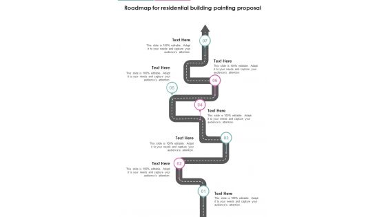 Roadmap For Residential Building Painting Proposal One Pager Sample Example Document