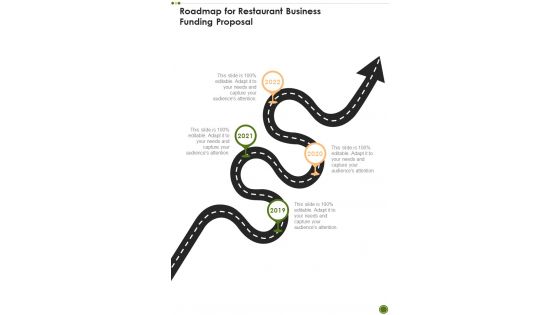 Roadmap For Restaurant Business Funding Proposal One Pager Sample Example Document