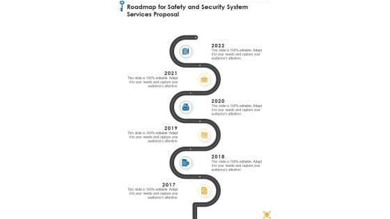 Roadmap For Safety And Security System Services Proposal One Pager Sample Example Document Roadmap For Safety And Security System Services Proposal One Pager Sample Example Document