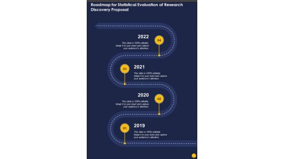 Roadmap For Statistical Evaluation Of Research Discovery Proposal One Pager Sample Example Document Roadmap For Statistical Evaluation Of Research Discovery Proposal One Pager Sample Example Document