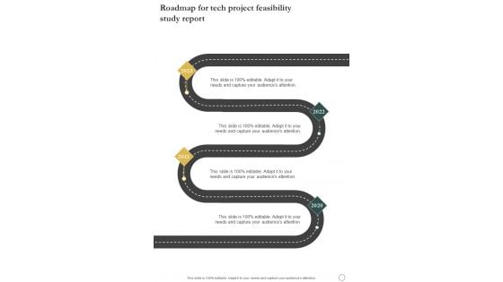 Roadmap For Tech Project Feasibility Study Report One Pager Sample Example Document