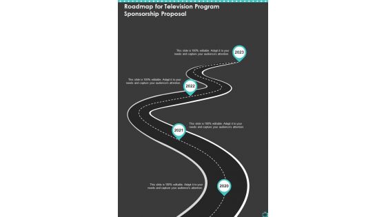 Roadmap For Television Program Sponsorship Proposal One Pager Sample Example Document