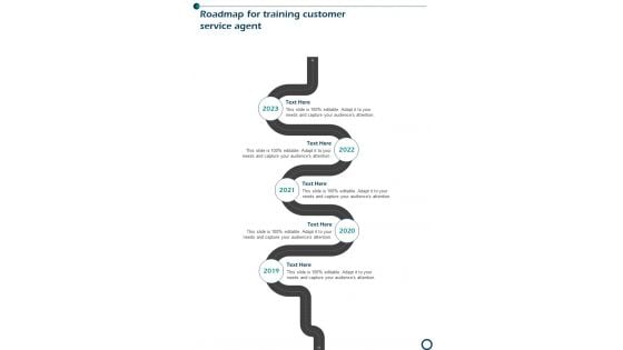 Roadmap For Training Customer Service Agent One Pager Sample Example Document