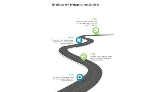 Roadmap For Transpiration Services One Pager Sample Example Document