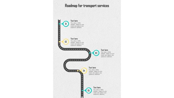 Roadmap For Transport Services One Pager Sample Example Document