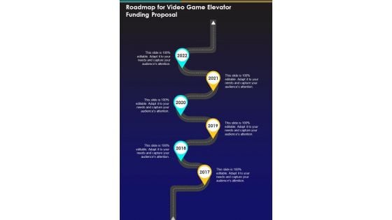Roadmap For Video Game Elevator Funding Proposal One Pager Sample Example Document Roadmap For Video Game Elevator Funding Proposal One Pager Sample Example Document