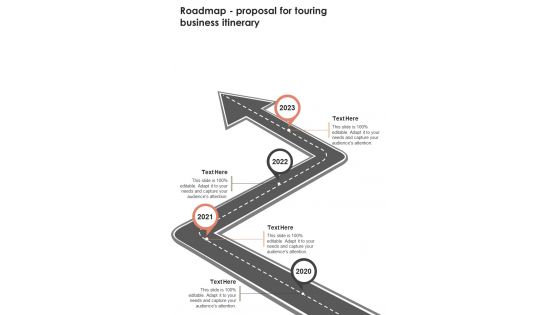 Roadmap Proposal For Touring Business Itinerary One Pager Sample Example Document Roadmap Proposal For Touring Business Itinerary One Pager Sample Example Document