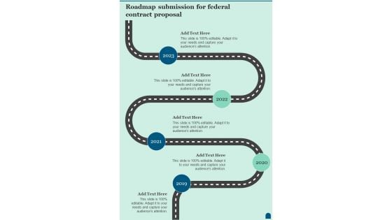 Roadmap Submission For Federal Contract Proposal One Pager Sample Example Document