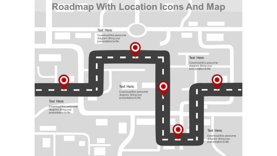 Roadmap With Location Pointers Powerpoint Slides