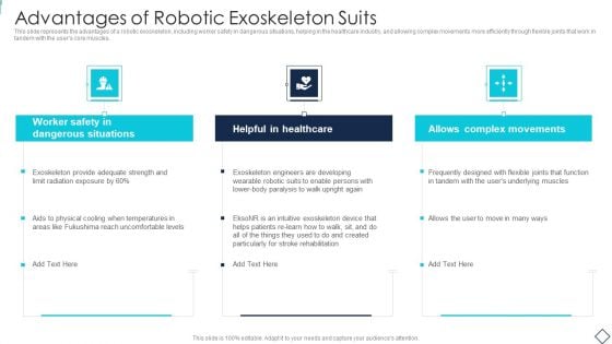 Robotic Armor IT Advantages Of Robotic Exoskeleton Suits Portrait PDF