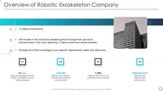 Robotic Armor IT Overview Of Robotic Exoskeleton Company Download PDF