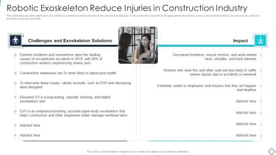 Robotic Armor IT Robotic Exoskeleton Reduce Injuries In Construction Industry Themes PDF