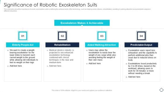 Robotic Armor IT Significance Of Robotic Exoskeleton Suits Icons PDF