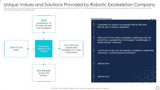 Robotic Armor IT Unique Values And Solutions Provided By Robotic Exoskeleton Graphics PDF