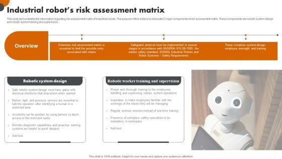 Robotic Automation In Workplace Industrial Robots Risk Assessment Matrix Inspiration PDF