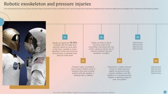 Robotic Exoskeleton And Pressure Injuries Icons PDF