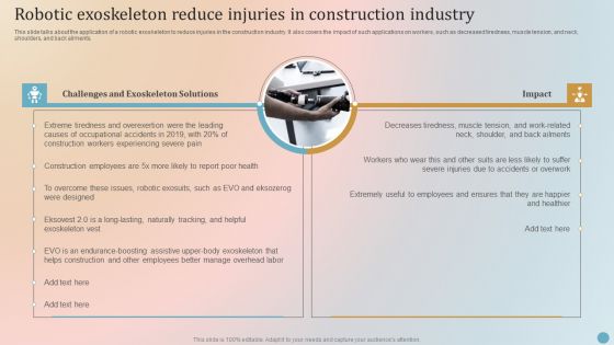 Robotic Exoskeleton Reduce Injuries In Construction Industry Introduction PDF