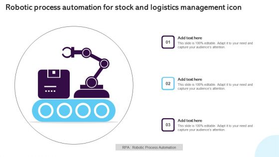 Robotic Process Automation For Stock And Logistics Management Icon Inspiration PDF