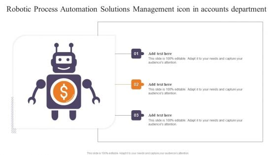 Robotic Process Automation Solutions Management Icon In Accounts Department Download PDF