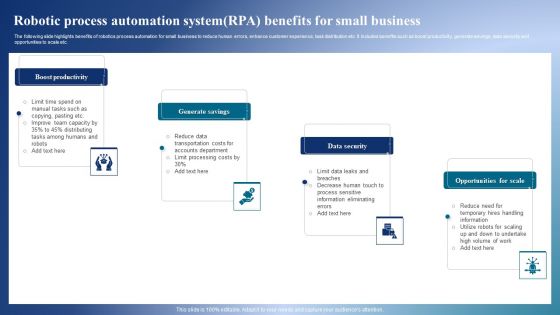 Robotic Process Automation Systemrpa Benefits For Small Business Portrait PDF