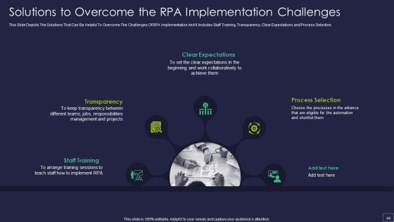 Robotic Process Automation Technology Ppt PowerPoint Presentation Complete Deck With Slides Slide44