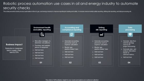 Robotic Process Automation Use Cases In Oil And Energy Industry To Automate Security Checks Introduction PDF