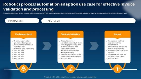 Robotics Process Automation Adaption Use Case For Effective Invoice Validation And Processing Ideas PDF