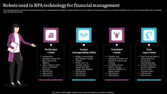 Robots Used In RPA Technology For Financial Management Designs PDF