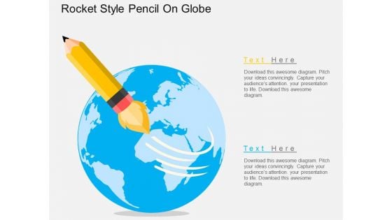 Rocket Style Pencil On Globe Powerpoint Templates