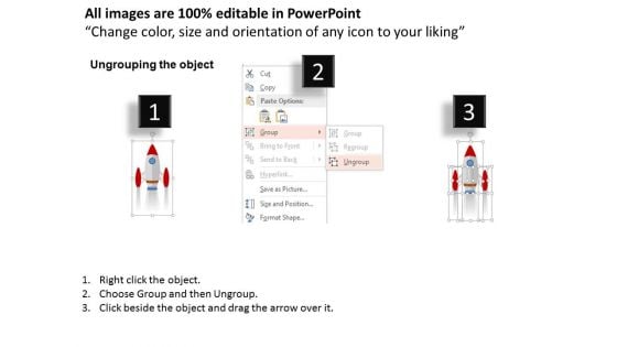 Rocket With Three Staged Icons Powerpoint Template