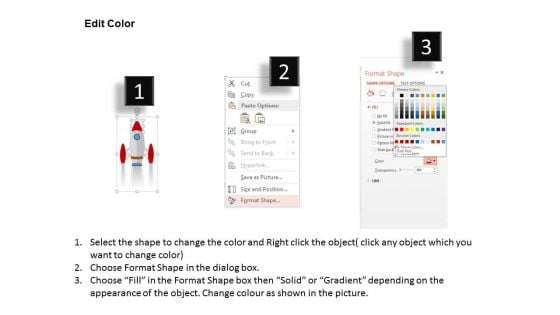 Rocket With Three Staged Icons Powerpoint Template