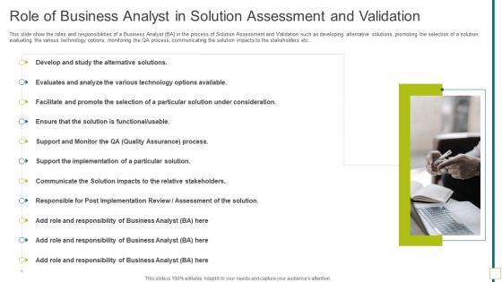 Role Of Business Analyst In Solution Assessment And Validation Pictures PDF