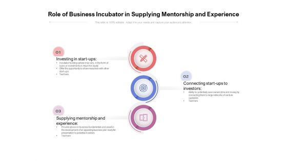 Role Of Business Incubator In Supplying Mentorship And Experience Ppt PowerPoint Presentation Summary Structure PDF