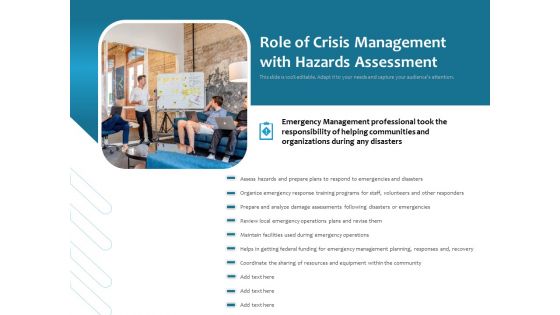 Role Of Crisis Management With Hazards Assessment Ppt PowerPoint Presentation Visual Aids Pictures PDF