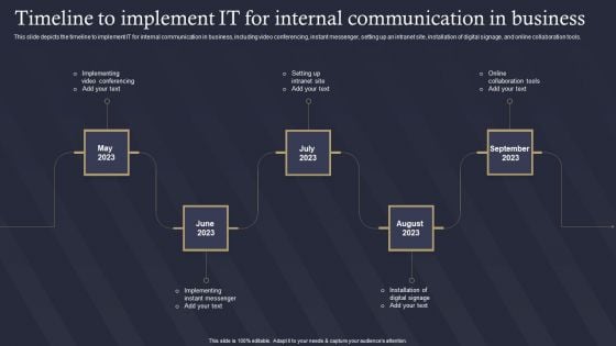 Role Of IT In Business Communication Timeline To Implement IT For Internal Elements PDF Role Of IT In Business Communication Timeline To Implement IT For Internal Elements PDF
