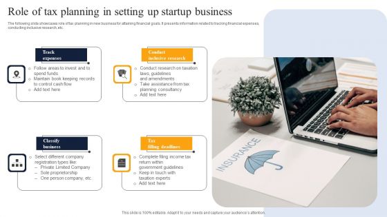 Role Of Tax Planning In Setting Up Startup Business Slides PDF