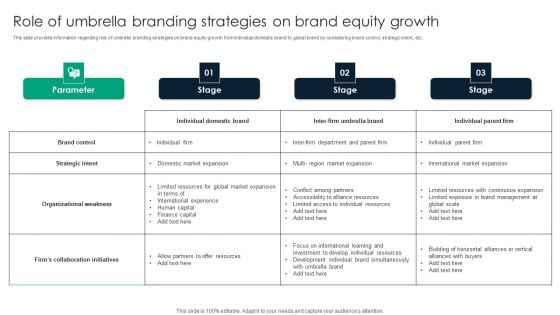 Role Of Umbrella Branding Strategies On Brand Equity Growth Infographics PDF